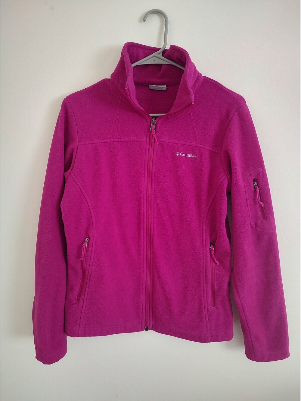 Columbia Women's Pink Fleece Jacket with Zip Pockets and Arm Pocket Size M